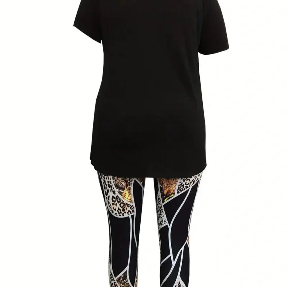 Plus Size Letter Print Two-piece set - Picture 2 of 4